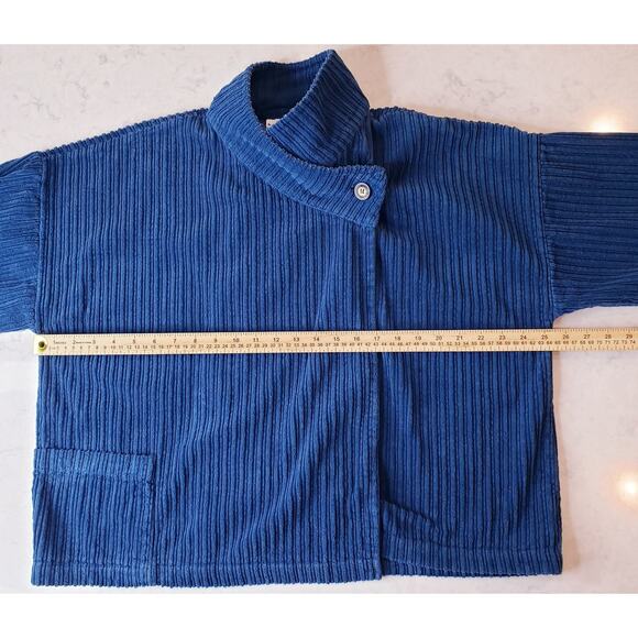 BRYN WALKER Ribbed Corduroy Jacket Blue Minimalist Lagenlook Women's Size Medium - Picture 9 of 13